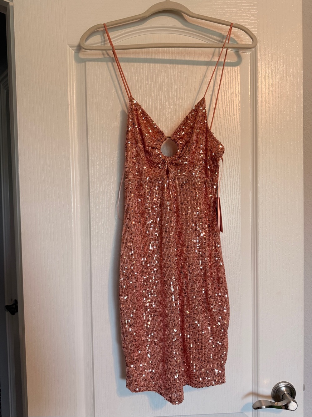 Hello Molly Rose Gold Sequin Cowl Slip Dress with Keyhole